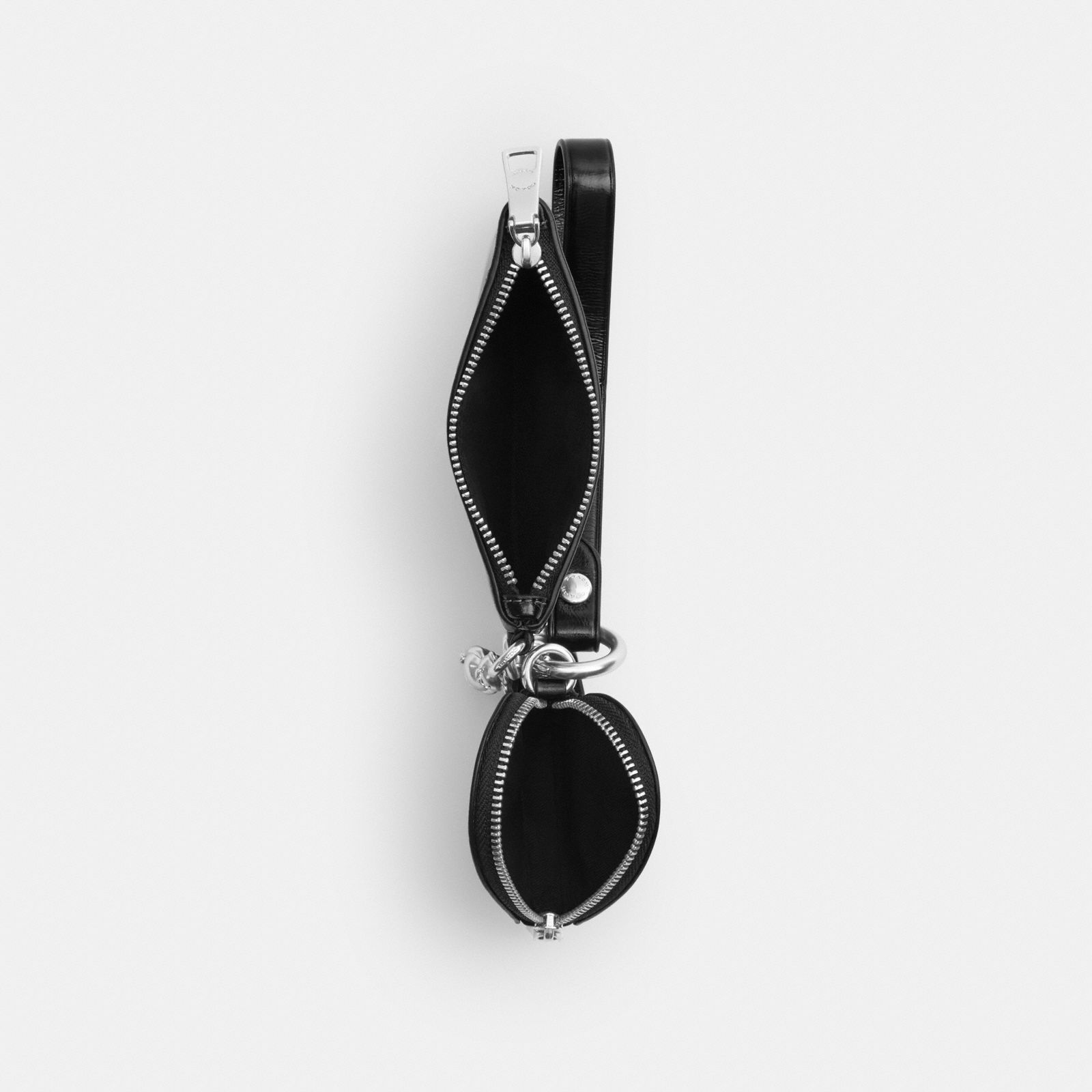 Wristlet And Heart Pouch With Charm - Silver/Black - view 3