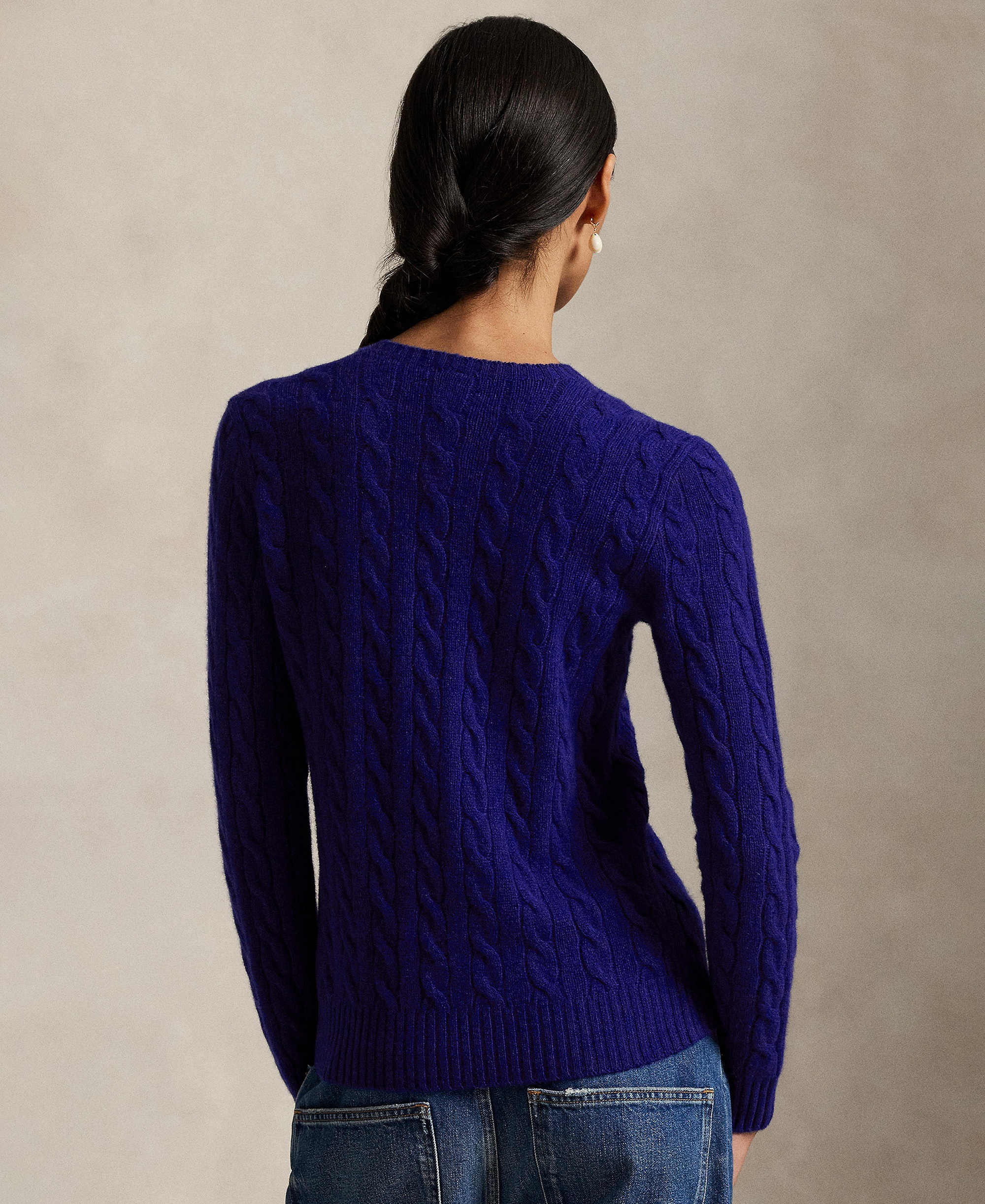 Polo Ralph Lauren Women's Cable Wool-Cashmere Crew Neck Sweater - Winter Night Navy