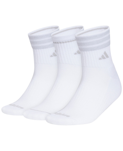 adidas Women's Cushioned 3-Stripe 4.0 High Quarter Socks, 3-Pack - White
