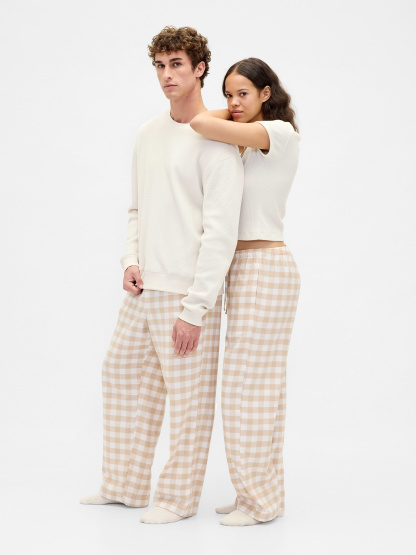 Adult Softest Flannel PJ Pants - Beige gingham