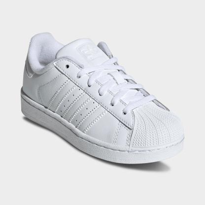 Little Kids' adidas Originals Superstar II Casual Shoes - White/White/White - Both shoes facing left
