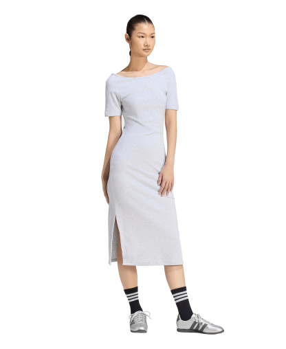 adidas Women's Logo Ribbed Dress - Light Gray