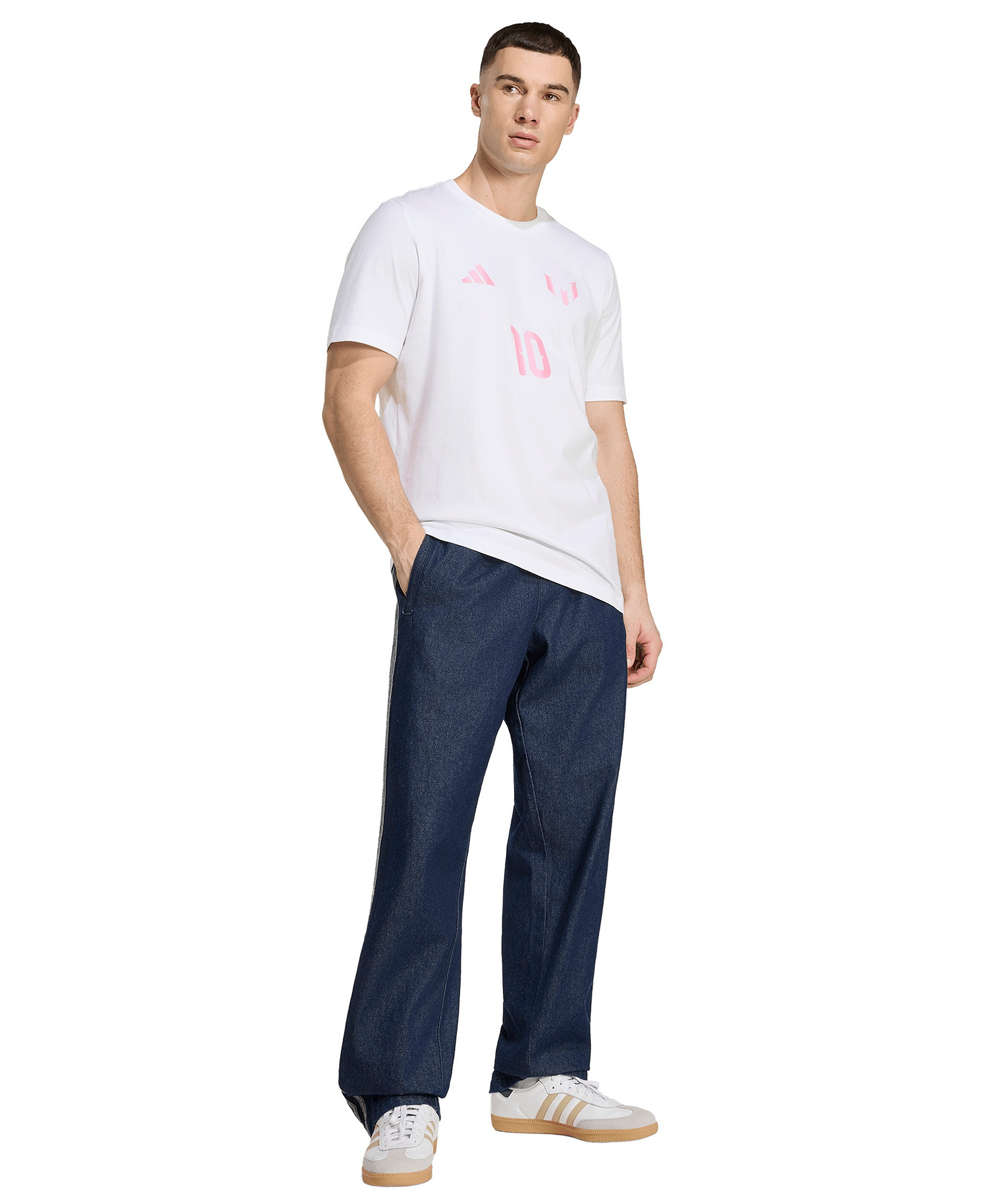adidas Men's Messi Crewneck T-Shirt - White/Pink