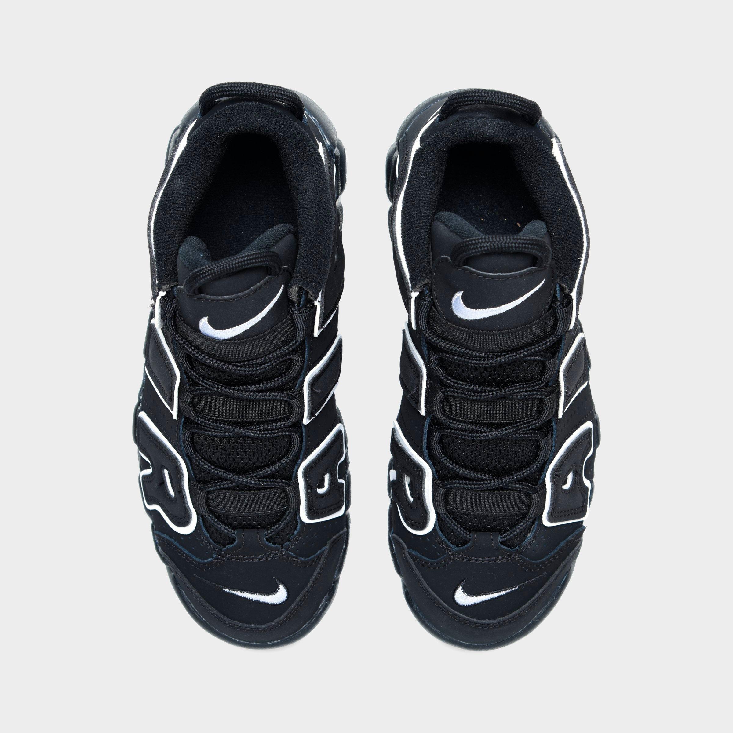 Little Kids' Nithtke Air More Uptempo Casual Shoes - Black/White - Top view