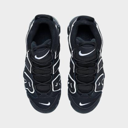 Little Kids' Nithtke Air More Uptempo Casual Shoes - Black/White - Top view