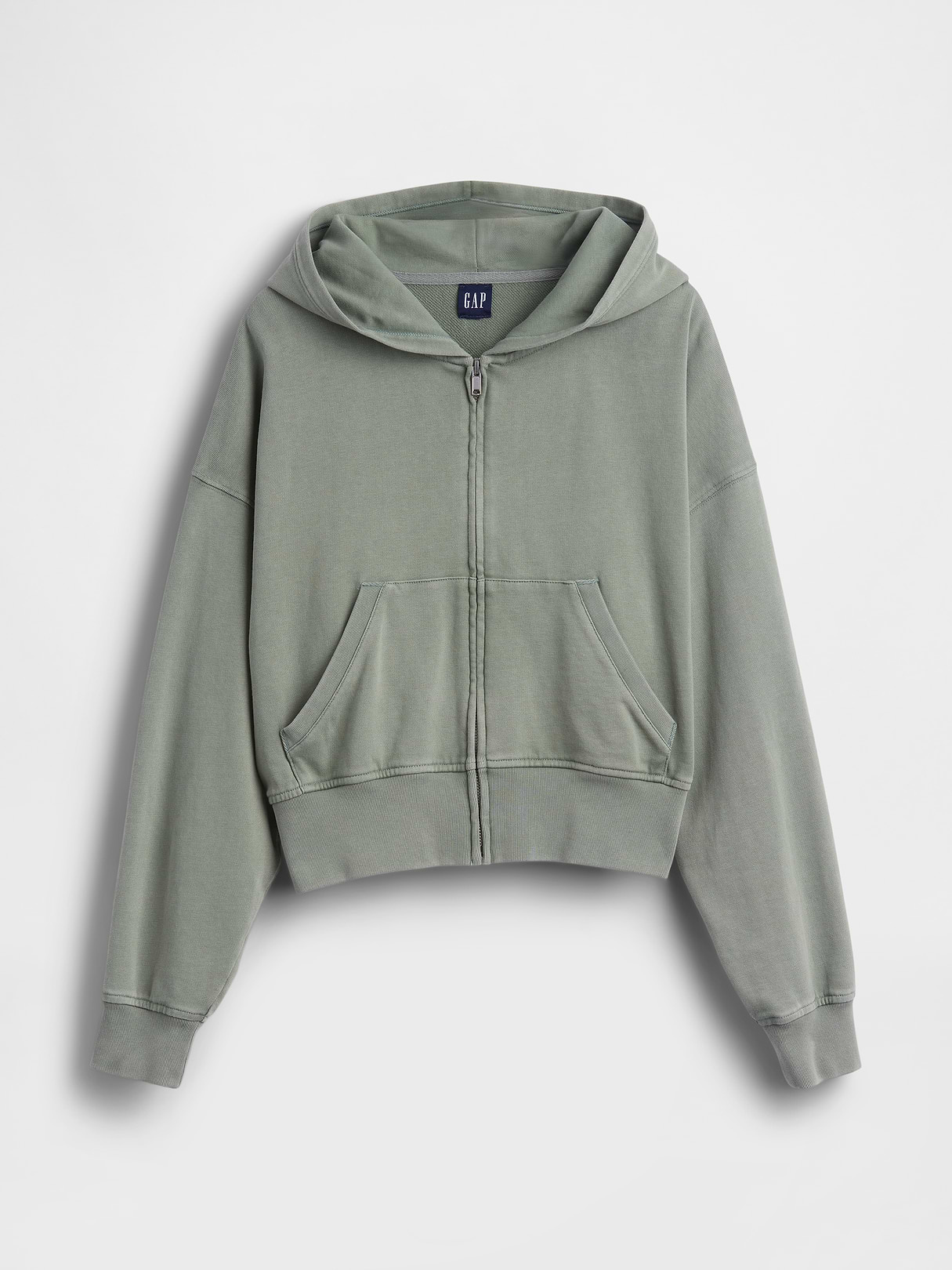 VintageSoft Terry Oversized Wedge Zip Hoodie - Gasoline green