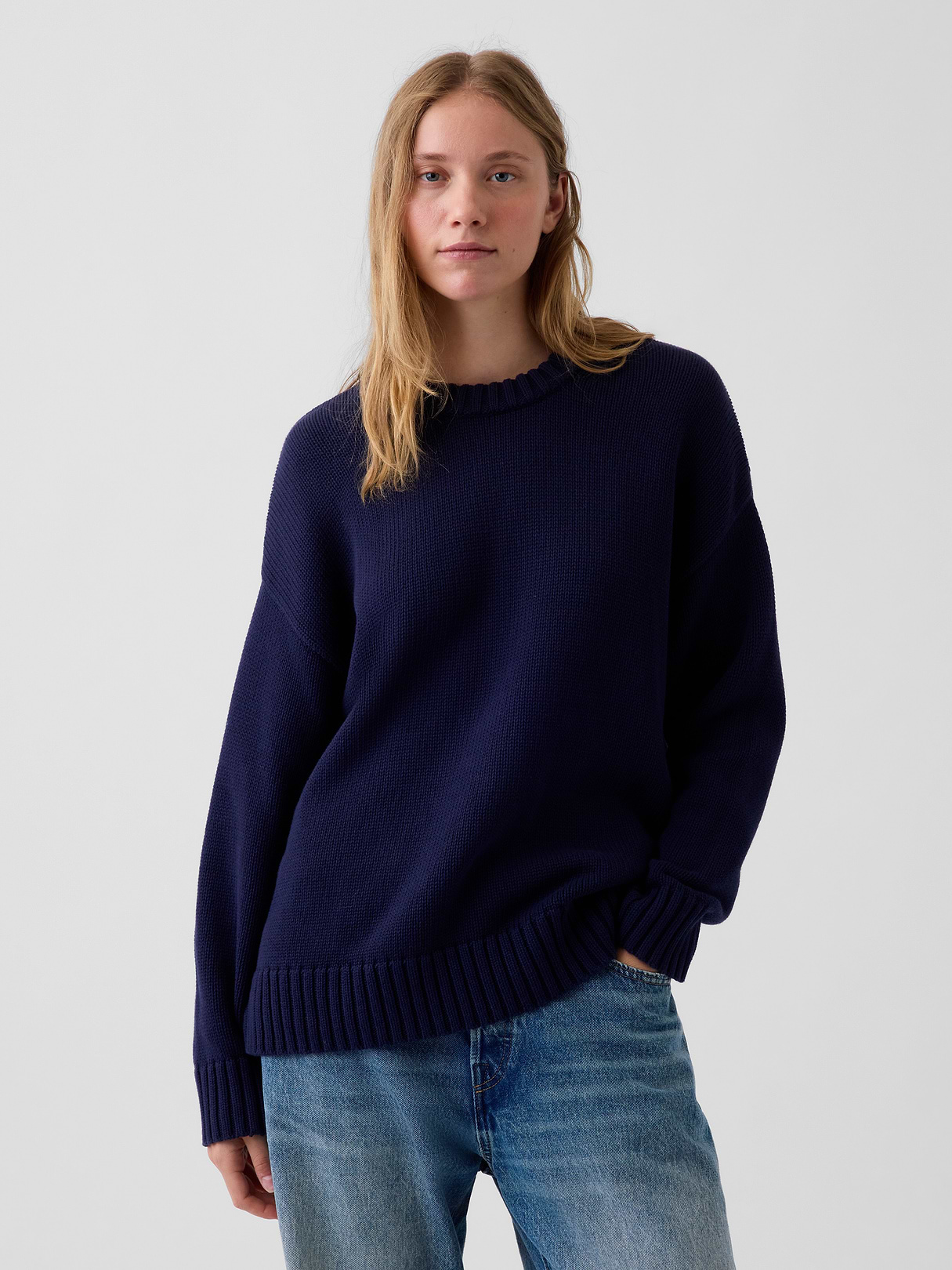 100% Cotton Oversized Sweater - Navy blue uniform