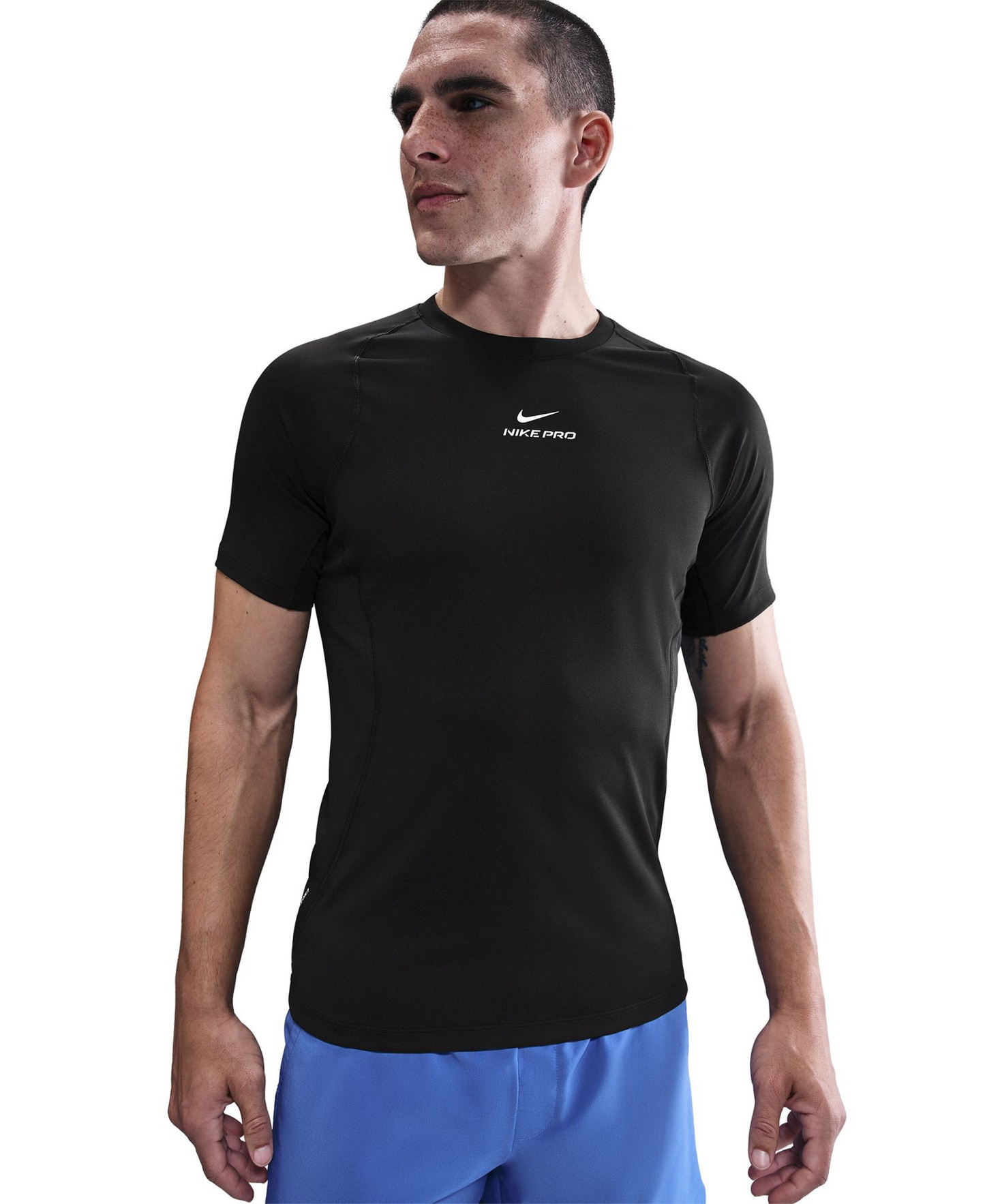 Nike Men's Pro Training Dri-Fit Short-Sleeve T-Shirt - Black/White