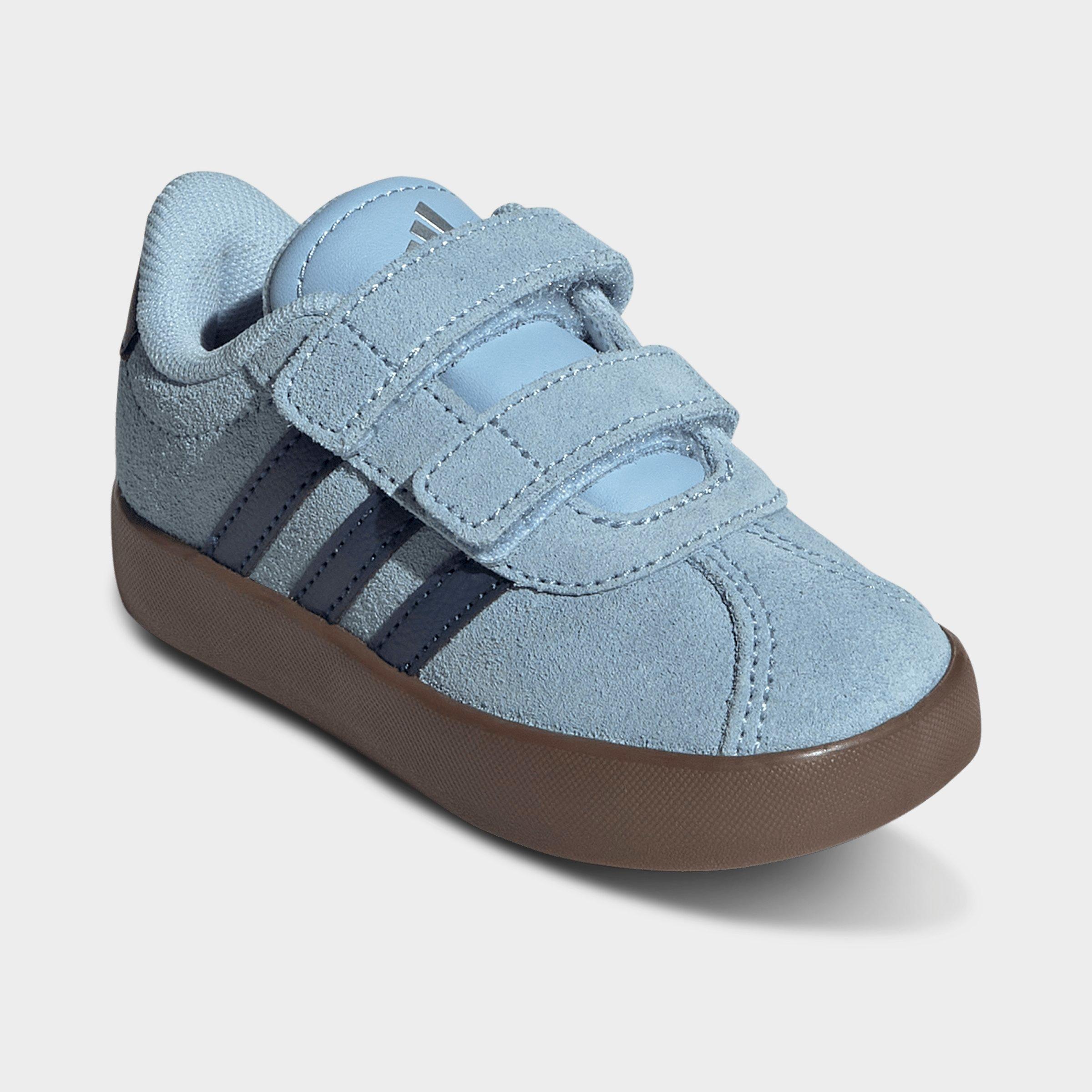 Kids' Toddler adidas VL Court 3.0 Hook-And-Loop Casual Shoes - Clear Sky/Night Indigo/Gum - Both shoes facing left