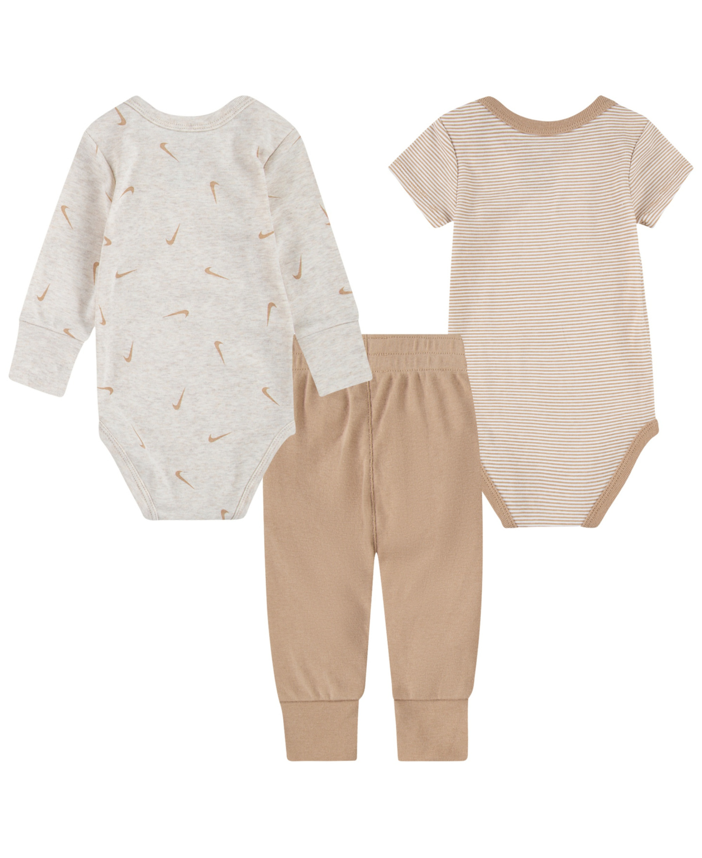 Nike Baby Boys' and Girls' Crewneck Bodysuits and Pants, 3-Piece Set - Gray/Beige