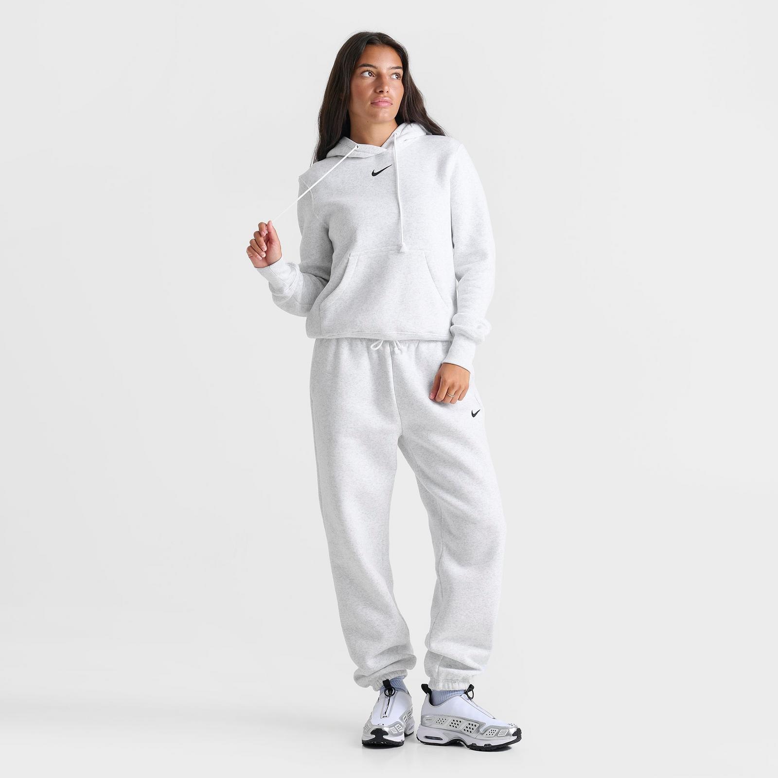 Women's Nike Sportswear Phoenix Fleece Pullover Hoodie - Birch Heather/Black