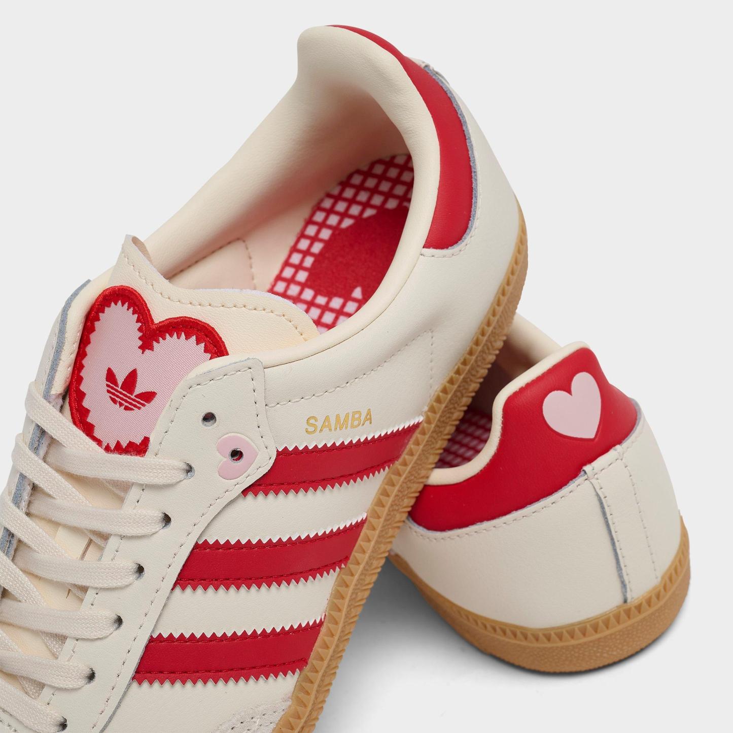 Big Kids' adidas Originals Samba OG Casual Shoes - Part 2 - Cream White/Better Scarlet/Gum - Detail shot