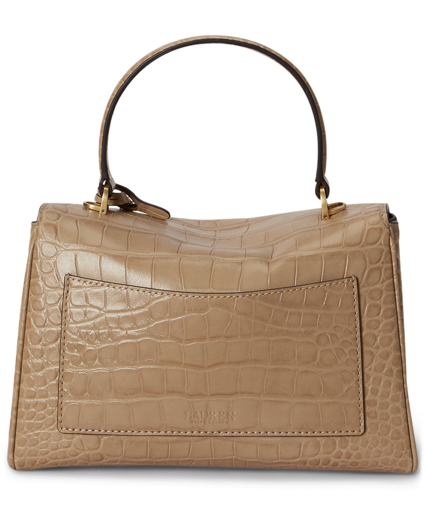 Lauren Ralph Lauren Farrah Embossed Small Soft Satchel Handbag - Tan
