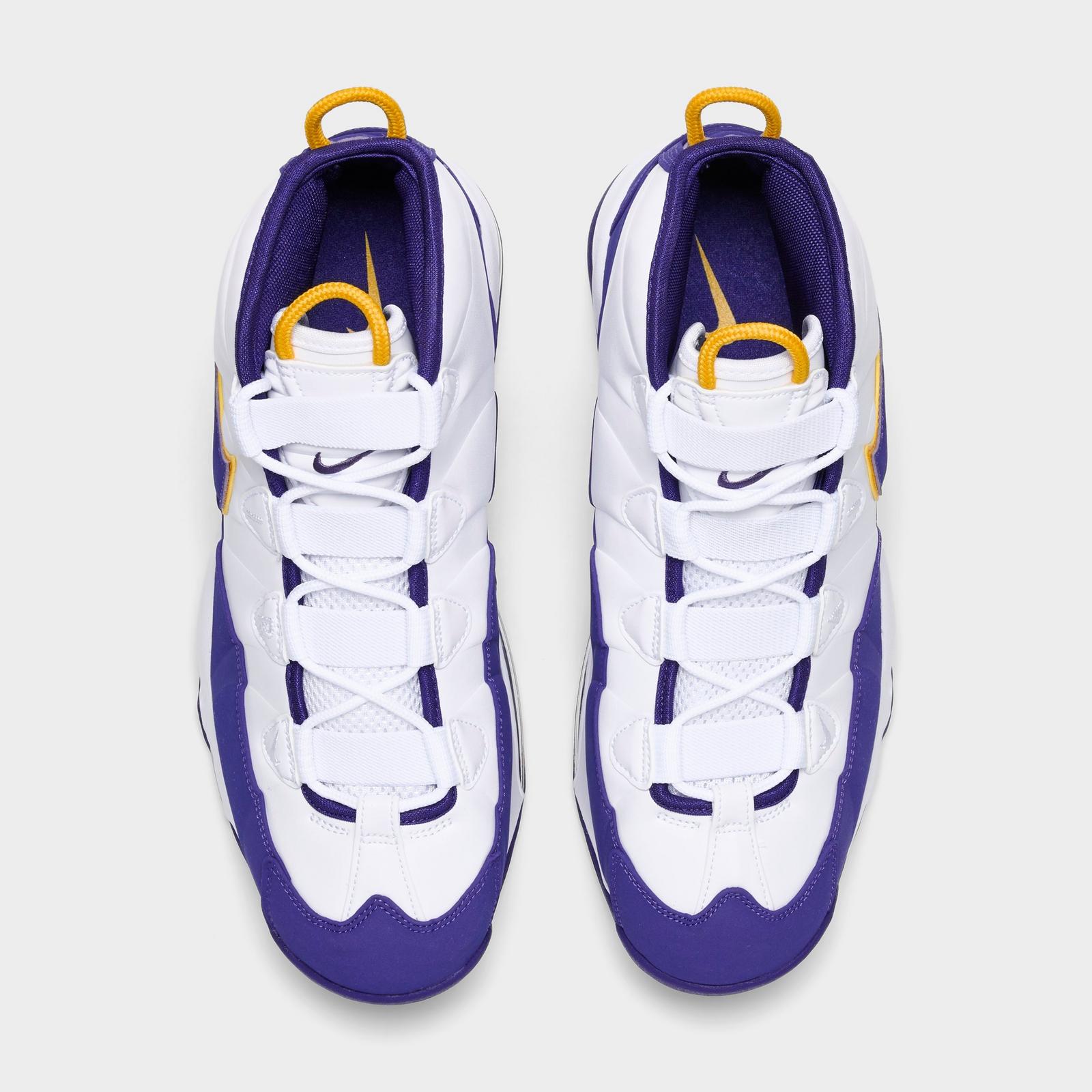 Men's Nike Air Max Uptempo Basketball Shoes - White/Court Purple/White/University Gold