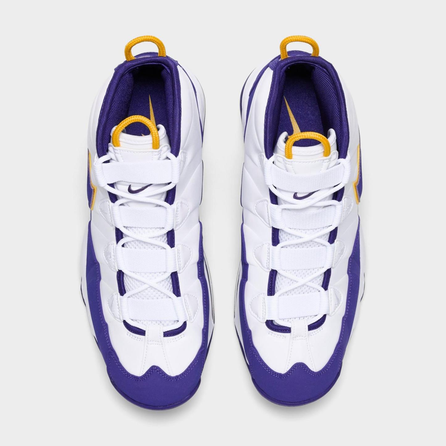 Men's Nike Air Max Uptempo Basketball Shoes - White/Court Purple/White/University Gold