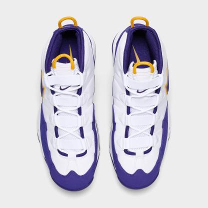 Men's Nike Air Max Uptempo Basketball Shoes - White/Court Purple/White/University Gold