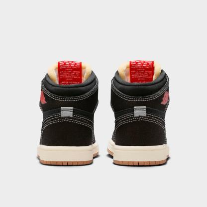 Little Kids' Air Jordan Retro 1 High OG Casual Shoes - Black/University Red/Sail/Gum Medium Brown - view 4