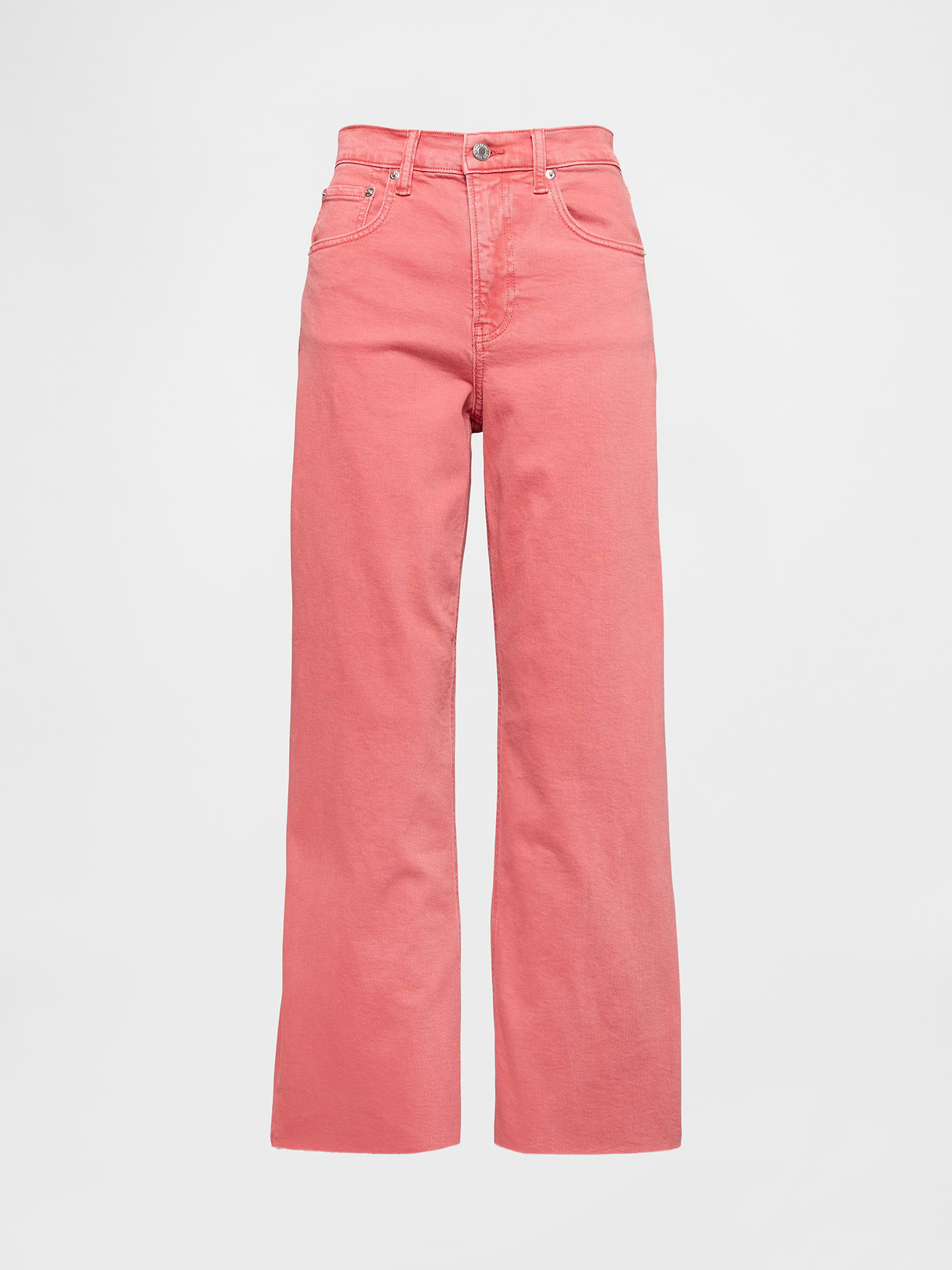 High Rise Stride Wide-Leg Ankle Jeans - Fresh coral pink