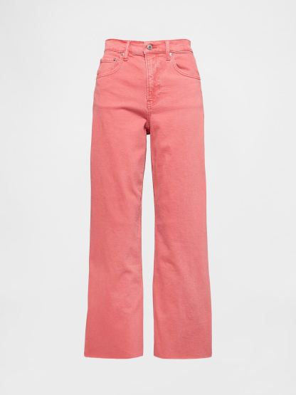 High Rise Stride Wide-Leg Ankle Jeans - Fresh coral pink