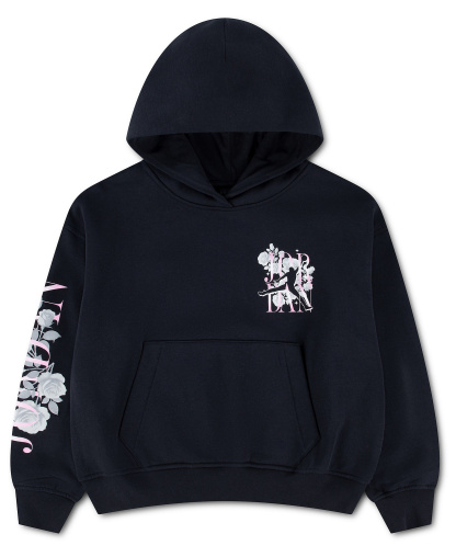 Jordan Girls' 7-16 Floral Stack Pullover Hoodie - Black