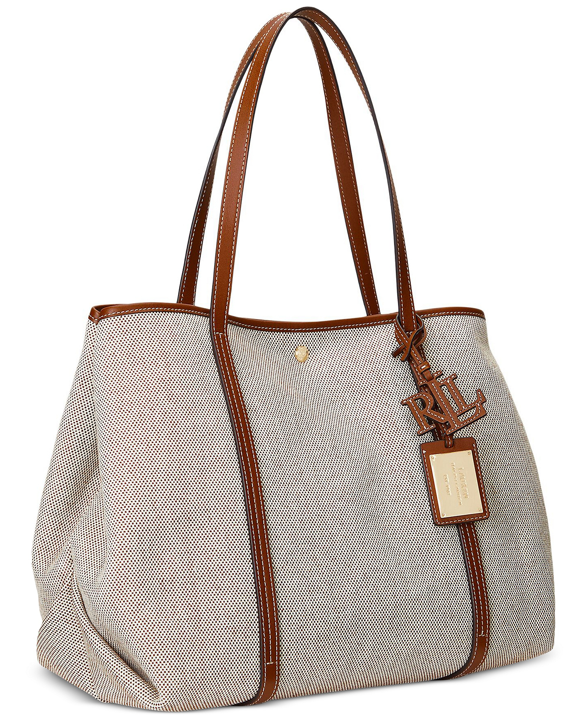 Lauren Ralph Lauren Canvas & Leather Emerie Extra Large Tote Bag - Lauren Tan