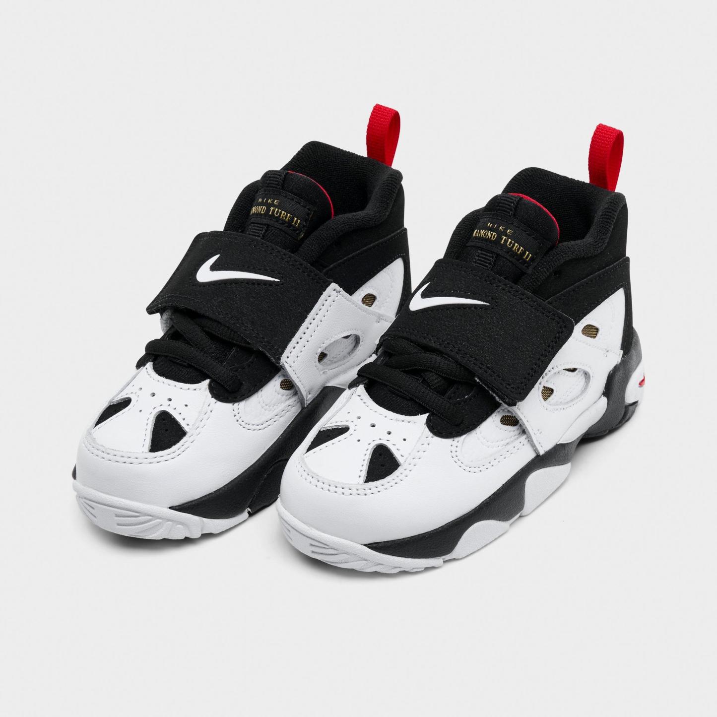 Kids' Toddler Nithtke Diamond Turf 2 Casual Shoes - Black/Fire Red/Metallic Gold/White - Both shoes facing left