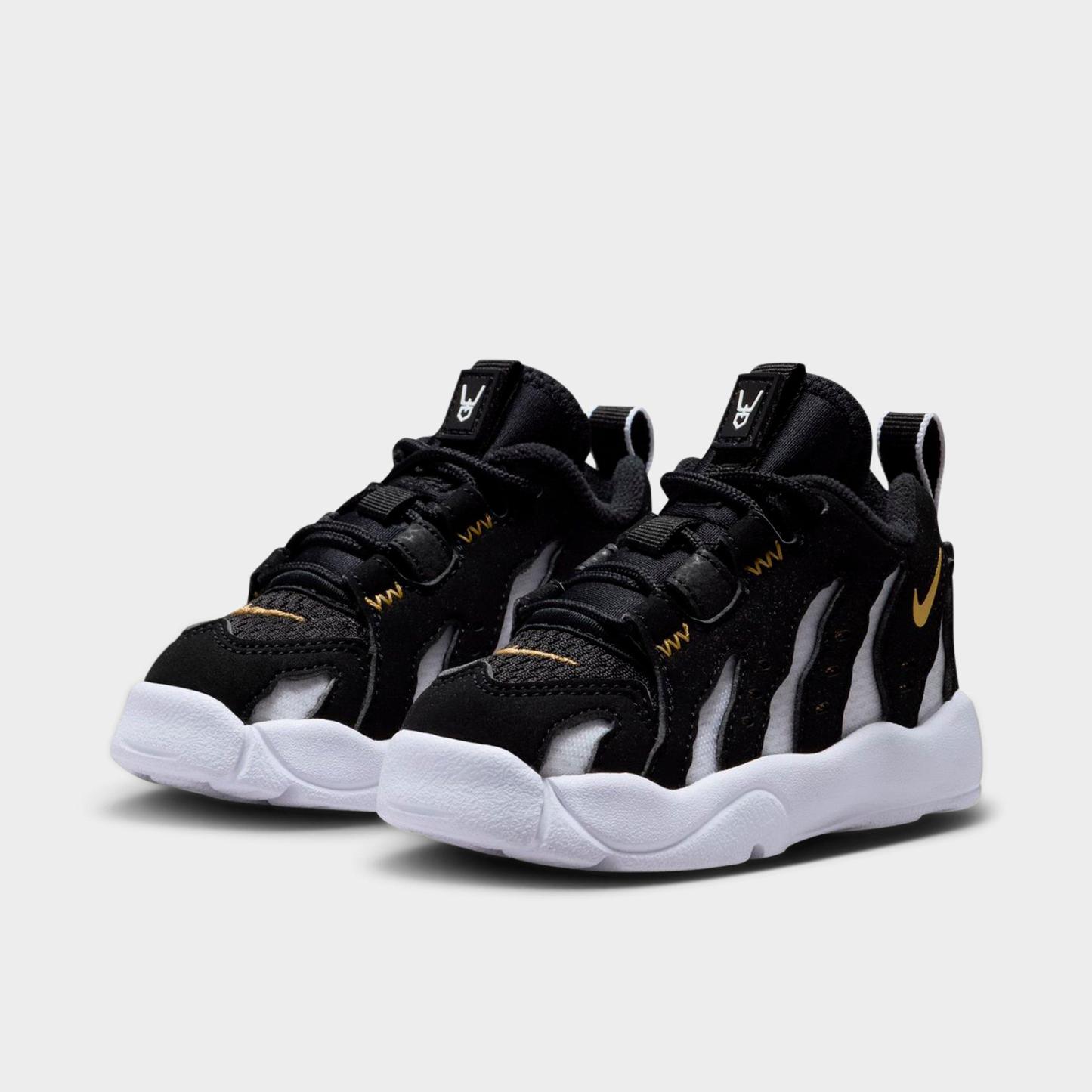 Kids' Toddler Nithtke Air DT Max ‘96 Low Casual Shoes - Black/Metallic Gold/White - Both shoes facing left