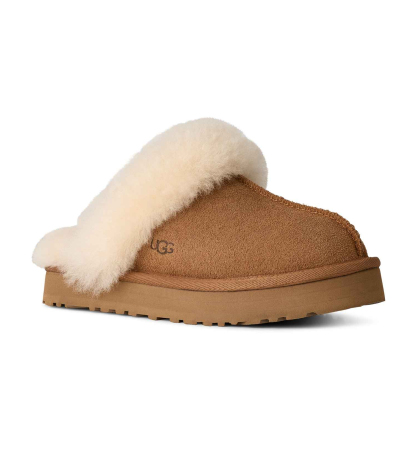 UGG® Kids Round Toe Disquette Slippers - Chestnut