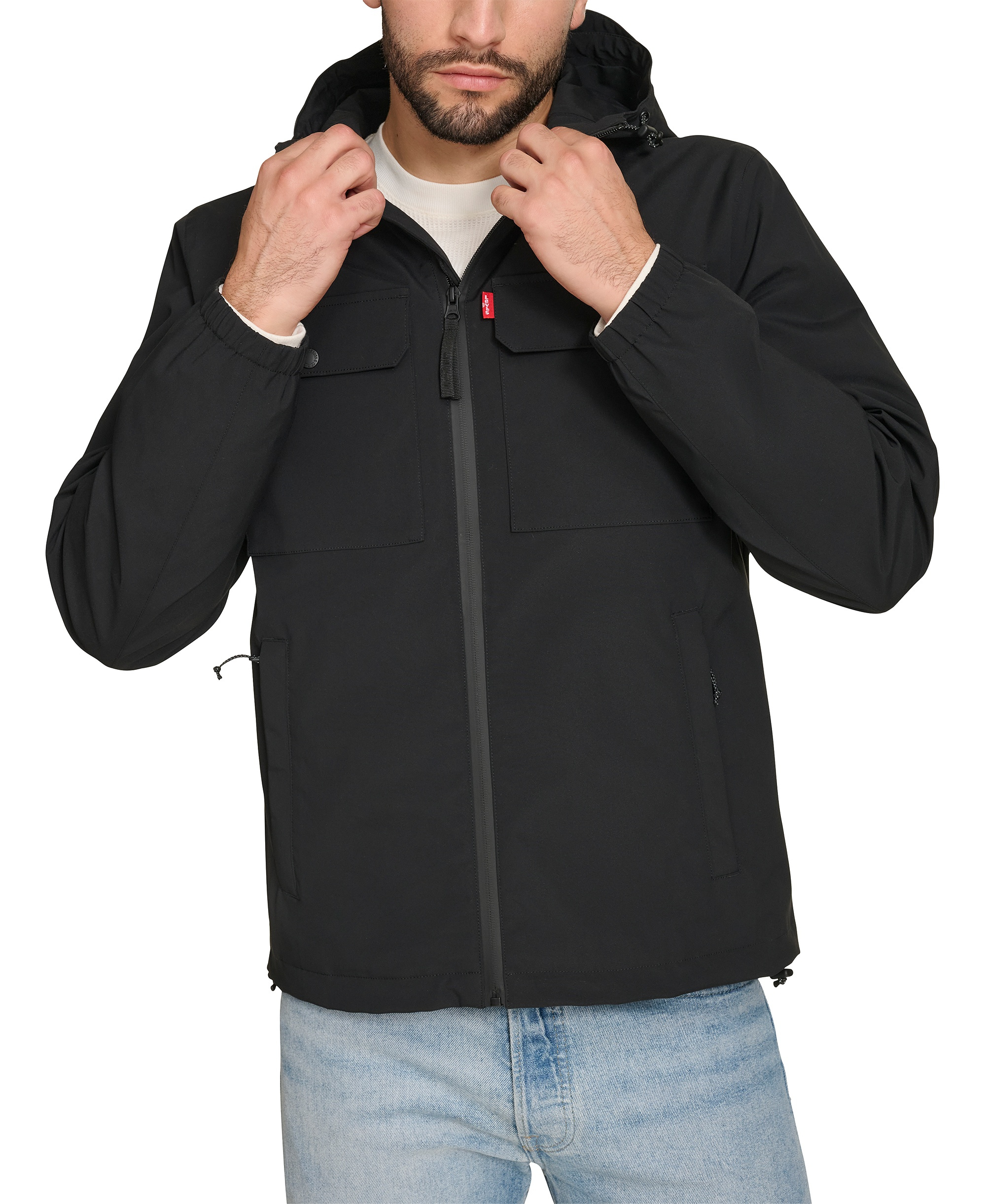 Levi's Men's Hooded Rain Jacket - Black