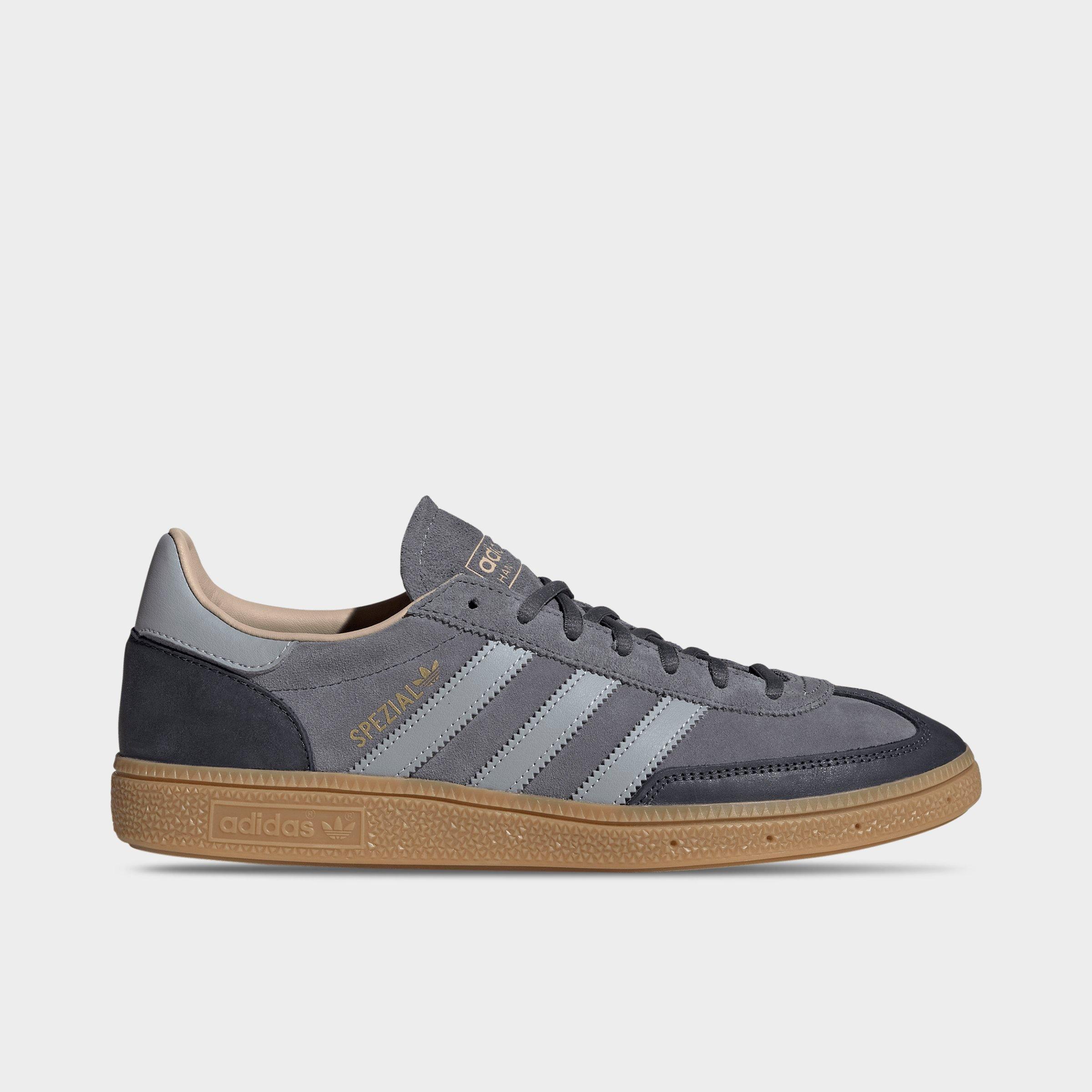 Men's adidas Originals Handball Spezial Casual Shoes - Part 3 - Onix/Halo Silver/Gum - Left shoe facing left. Outside of the shoe.