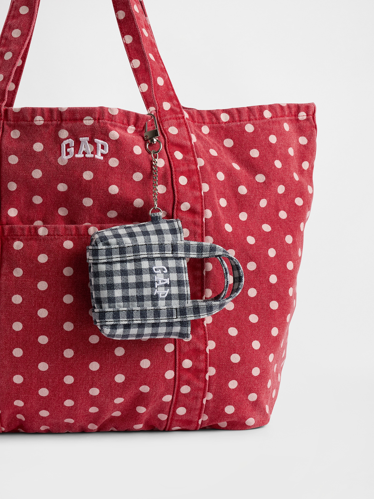 Logo Tote Bag Charm - Black gingham