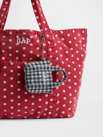 Logo Tote Bag Charm - Black gingham