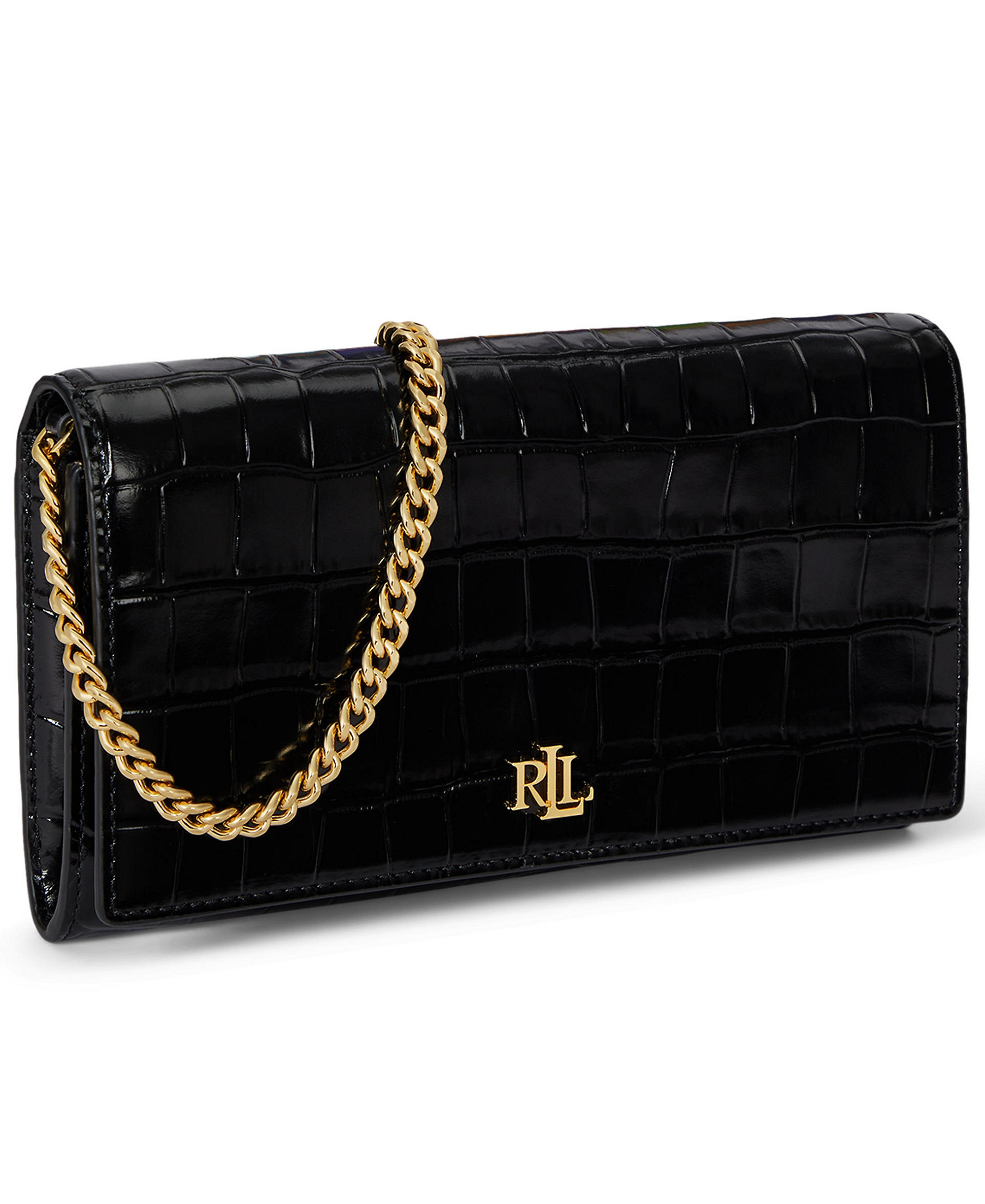 Lauren Ralph Lauren Adair II Small Croc-Embossed Crossbody Bag - Black