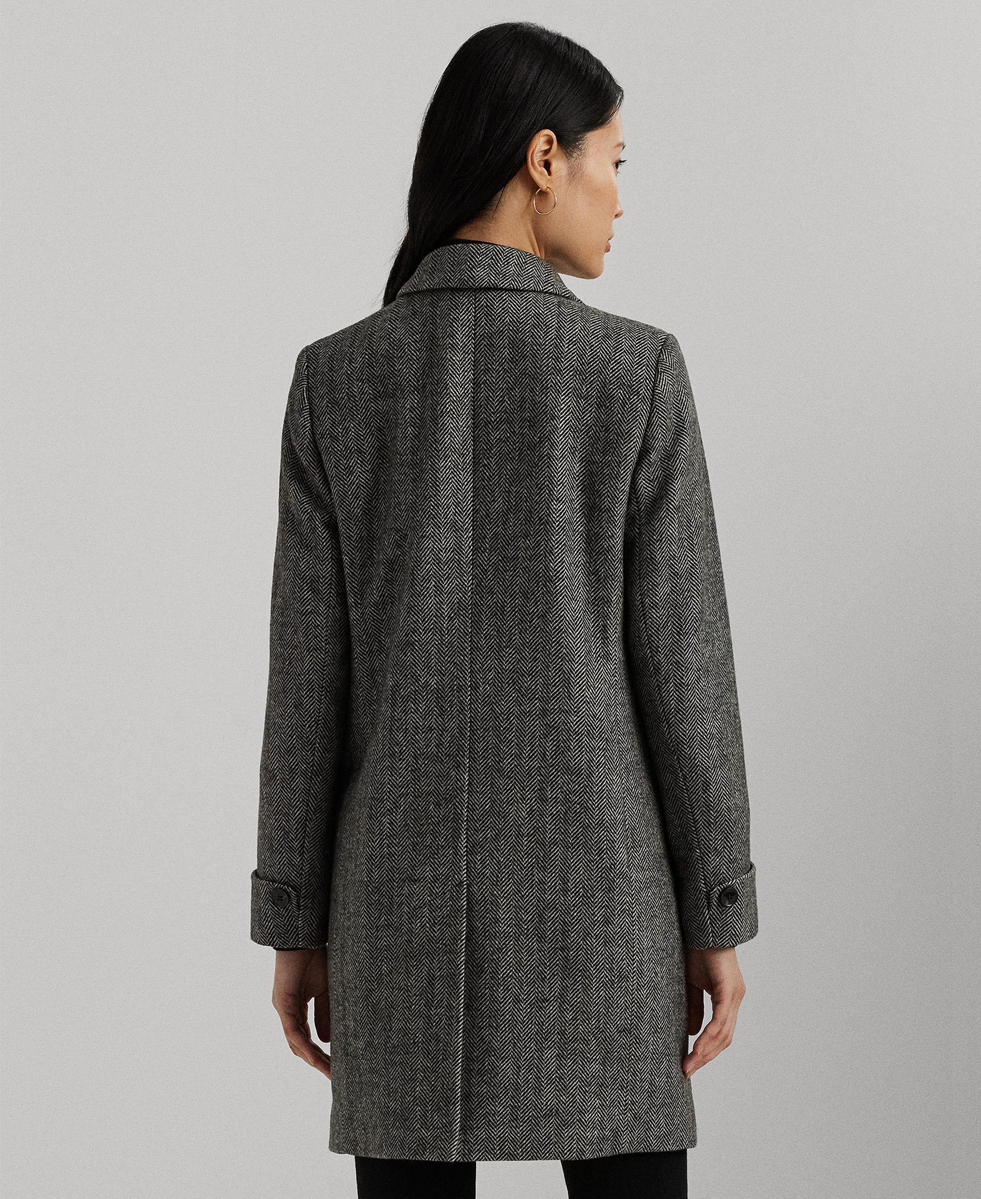 Lauren Ralph Lauren Women's Single-Breasted Walker Coat, Created for Macy's - Black/Cream
