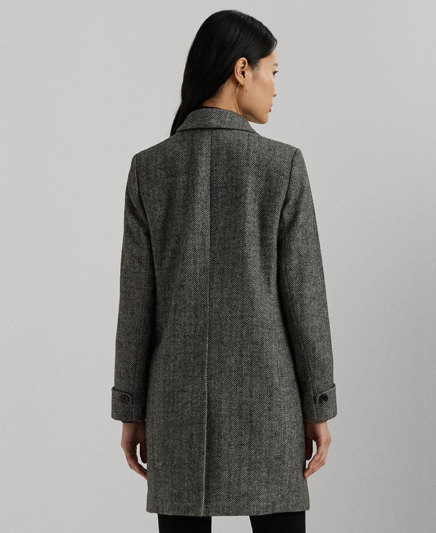 Lauren Ralph Lauren Women's Single-Breasted Walker Coat, Created for Macy's - Black/Cream
