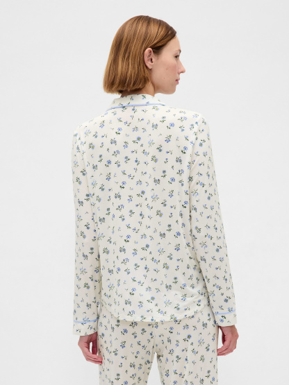 SoftMade Modal PJ Top - White floral print