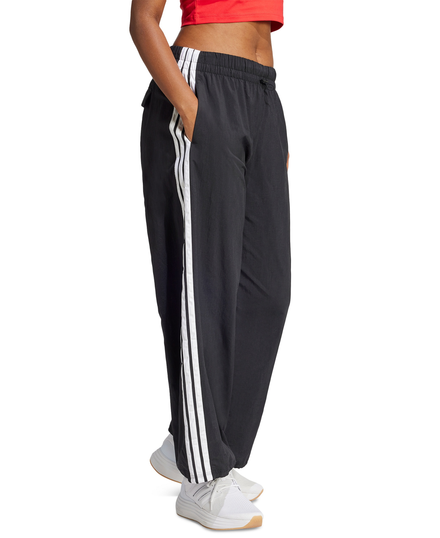 adidas Women's Three Stripe Parachute Pants - Black/White