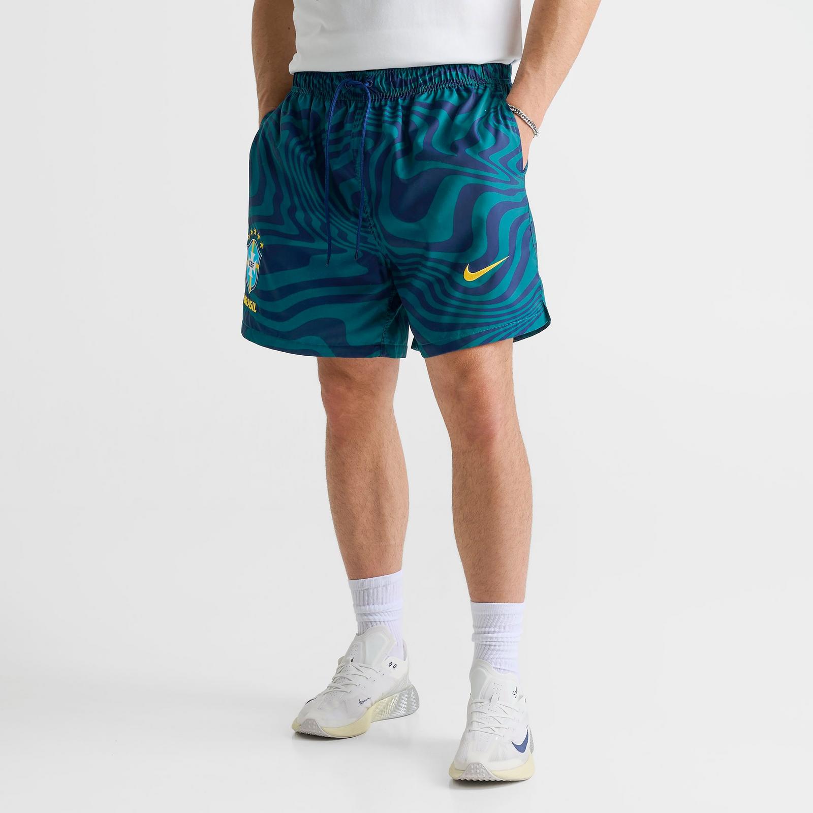 Men's Nike Club Brazil Soccer Flow Shorts - Geode Teal/Coastal Blue/Midwest Gold