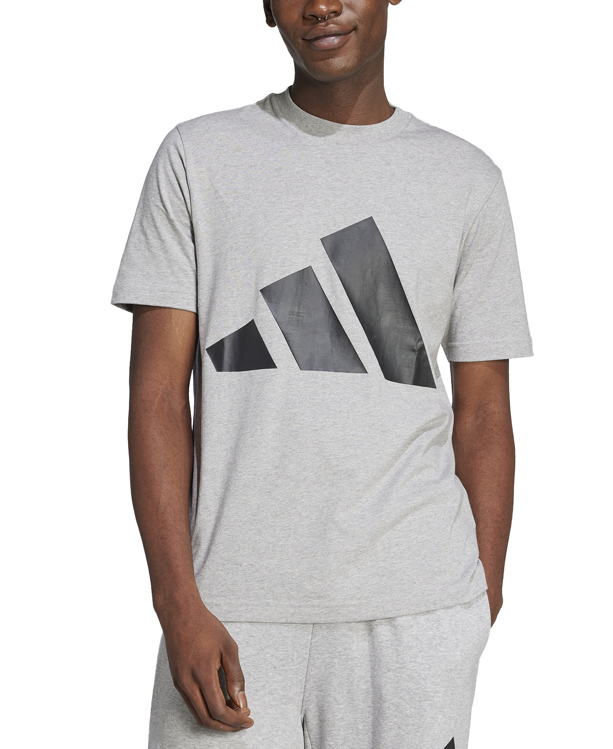adidas Men's 3-Bar Logo Graphic Cotton T-Shirt - Gray/Black