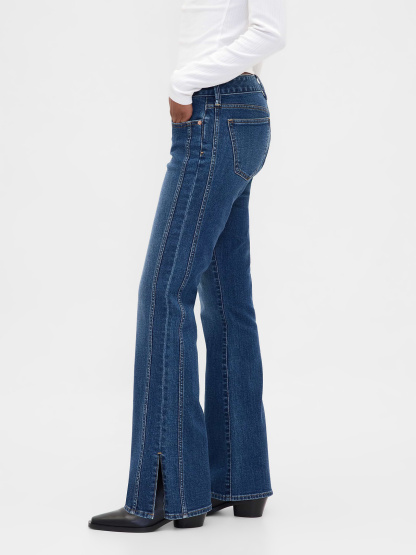 Low Rise Long & Lean Split-Hem Jeans - Dark wash