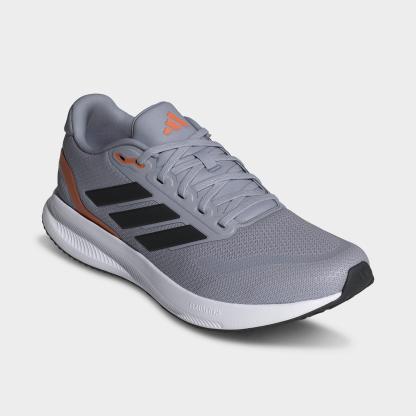 Men's adidas Runfalcon 5 Running Shoes - Halo Silver/Black/Dusky Orange - Both shoes facing left