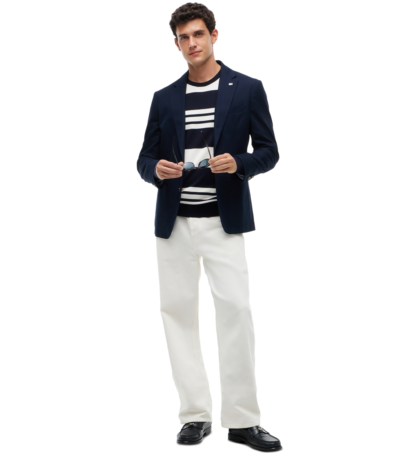 Tommy Hilfiger Men's Essential Cotton Crewneck Sweater - Navy Blue/Ivory Petal