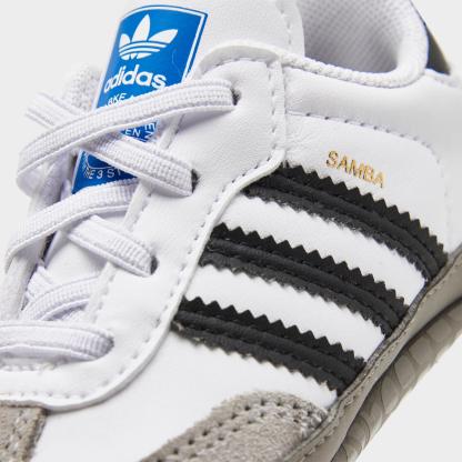 Infant adidas Originals Samba Stretch Lace Crib Shoes - White/Black/Clear Granite - view 3