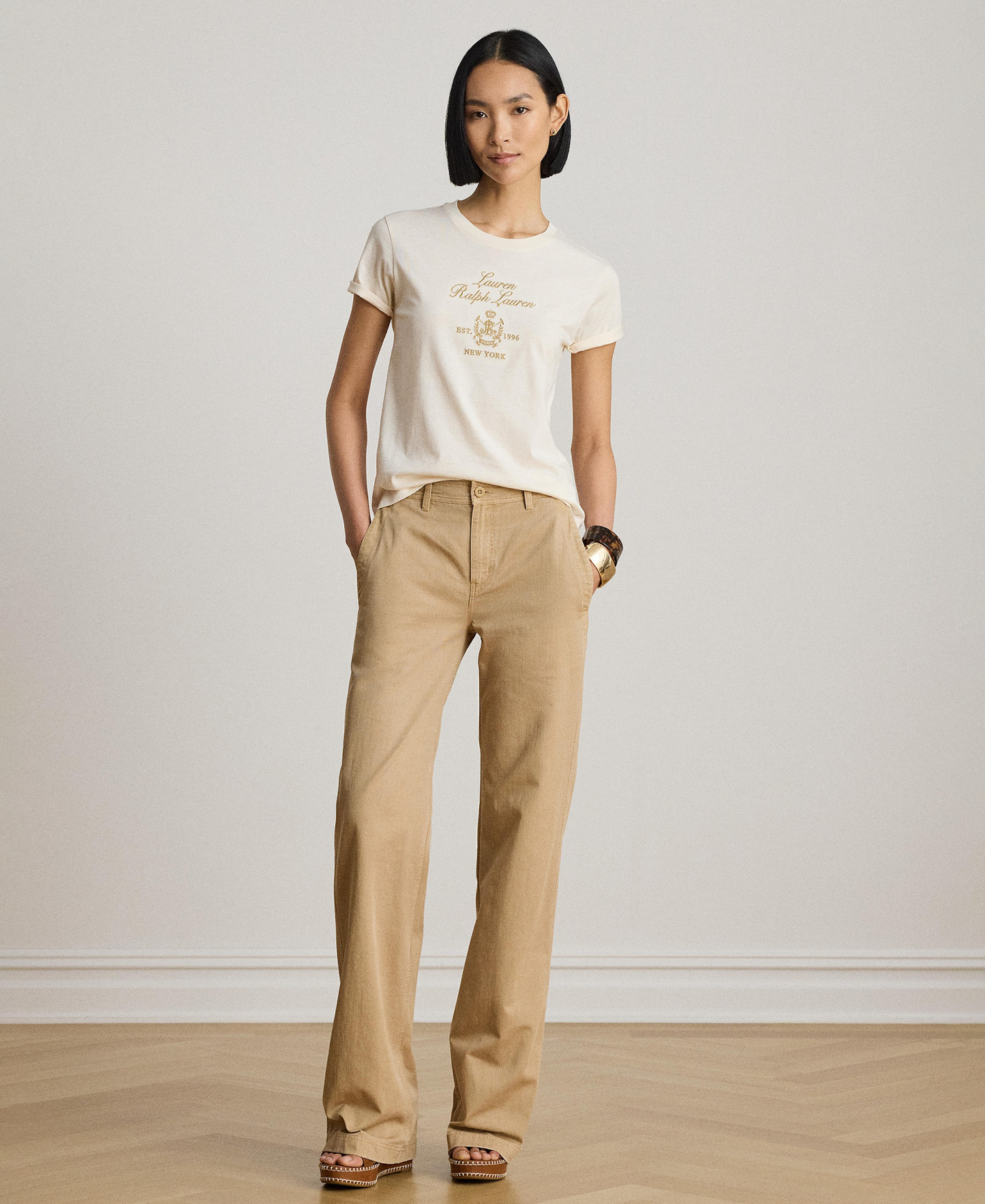 Lauren Ralph Lauren Women's Crewneck Short-Sleeve T-Shirt - Mascarpone Cream