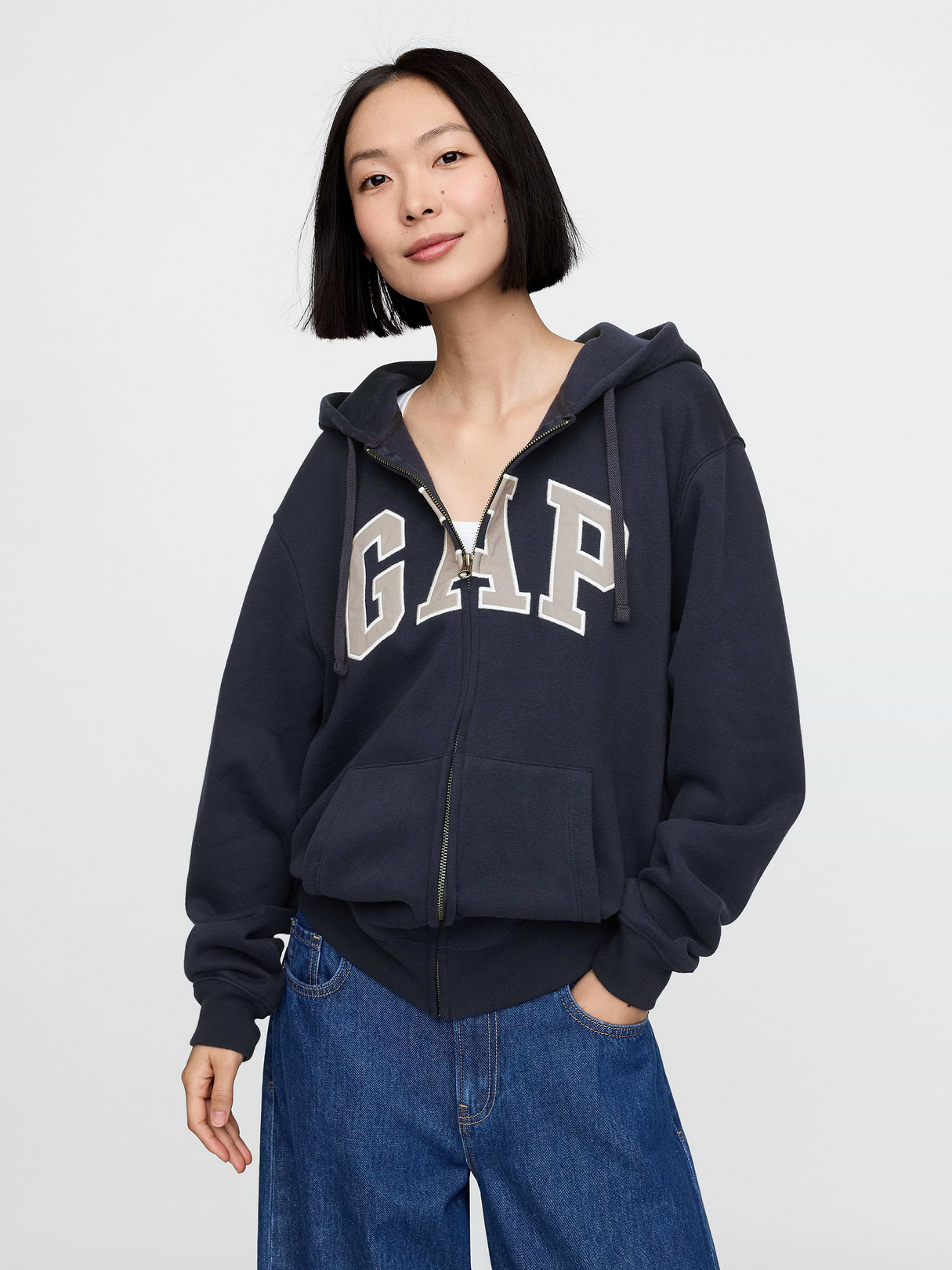 Adult VintageSoft Arch Logo Zip Hoodie - Tapestry navy blue