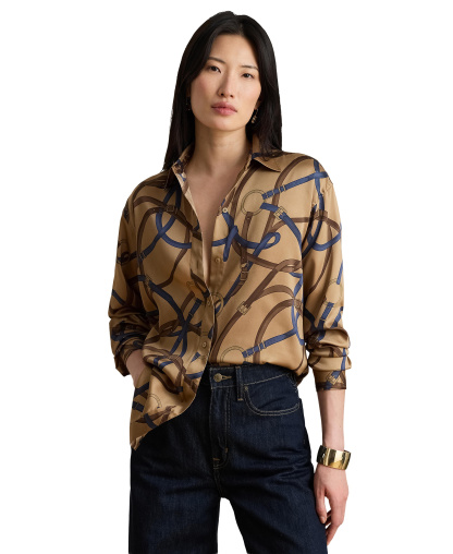 Lauren Ralph Lauren Women's Belting Print Collared Shirt