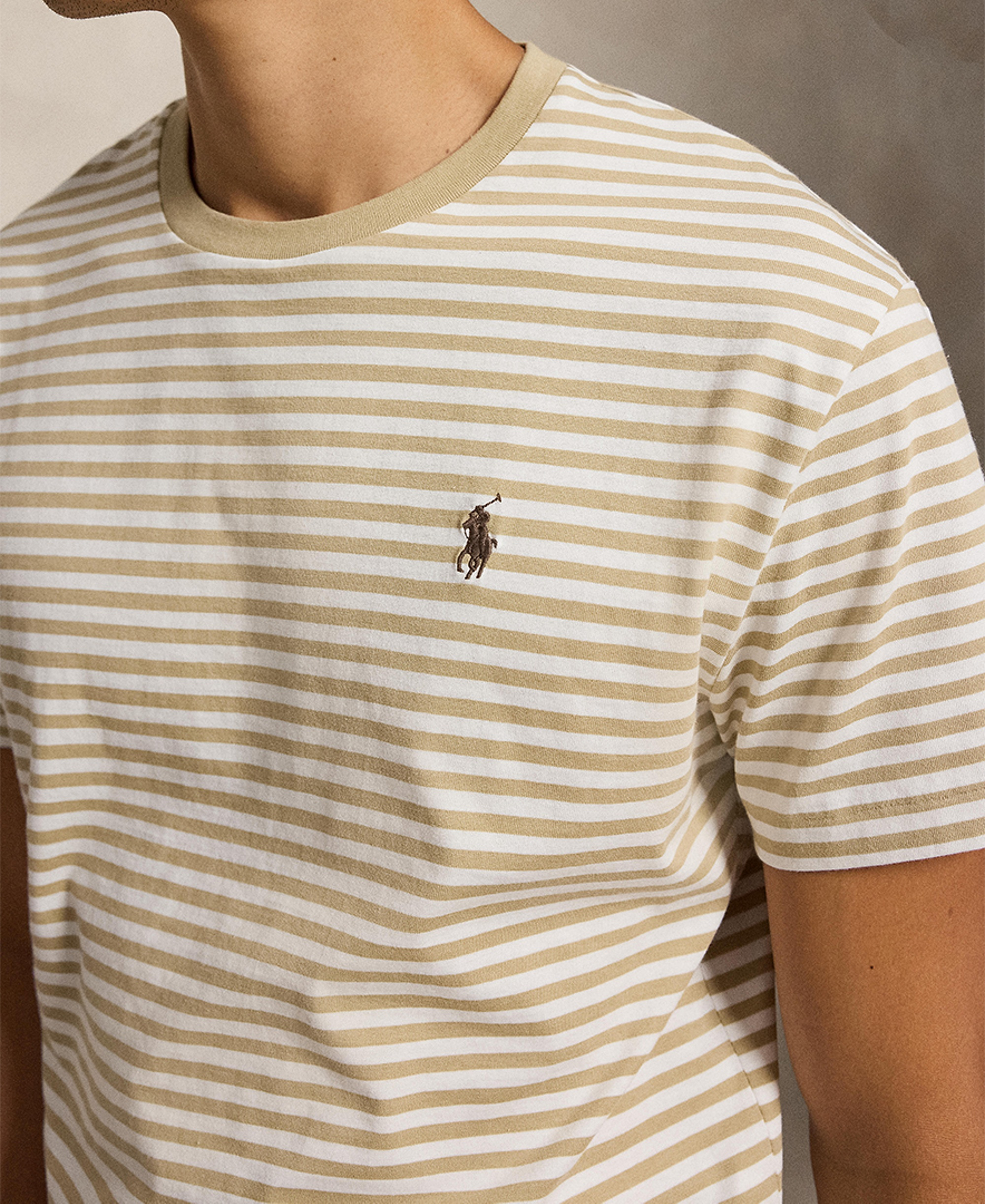 Polo Ralph Lauren Men's Classic-Fit Stripe T-Shirt - Classic Khaki/White
