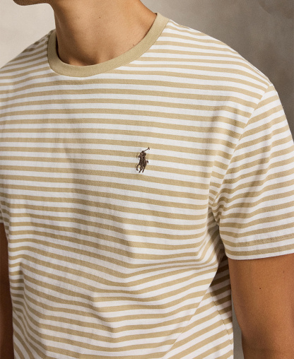 Polo Ralph Lauren Men's Classic-Fit Stripe T-Shirt - Classic Khaki/White