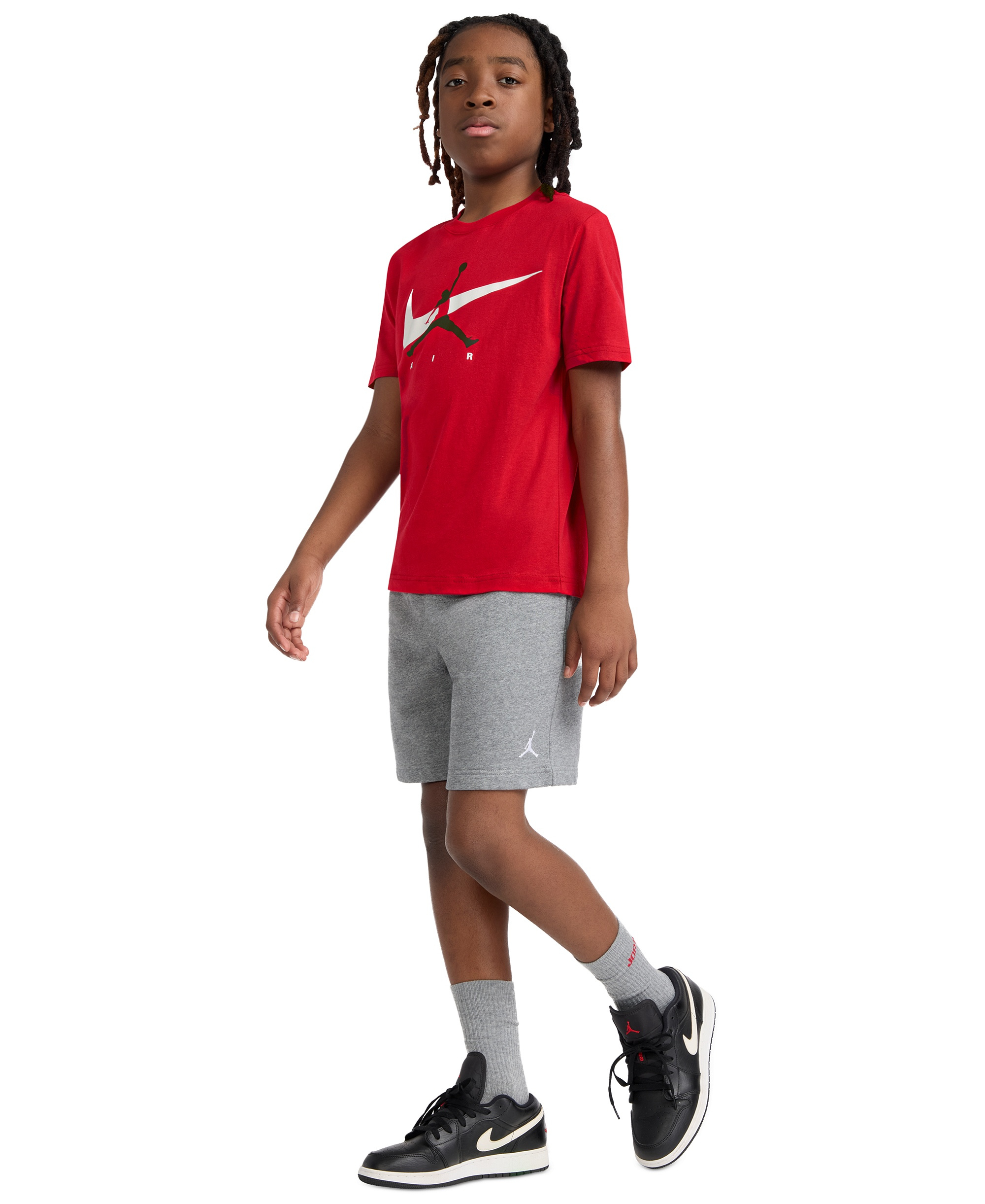 Jordan Boys' 8-20 Jumpman Swoosh Logo Crewneck T-Shirt - Gym Red