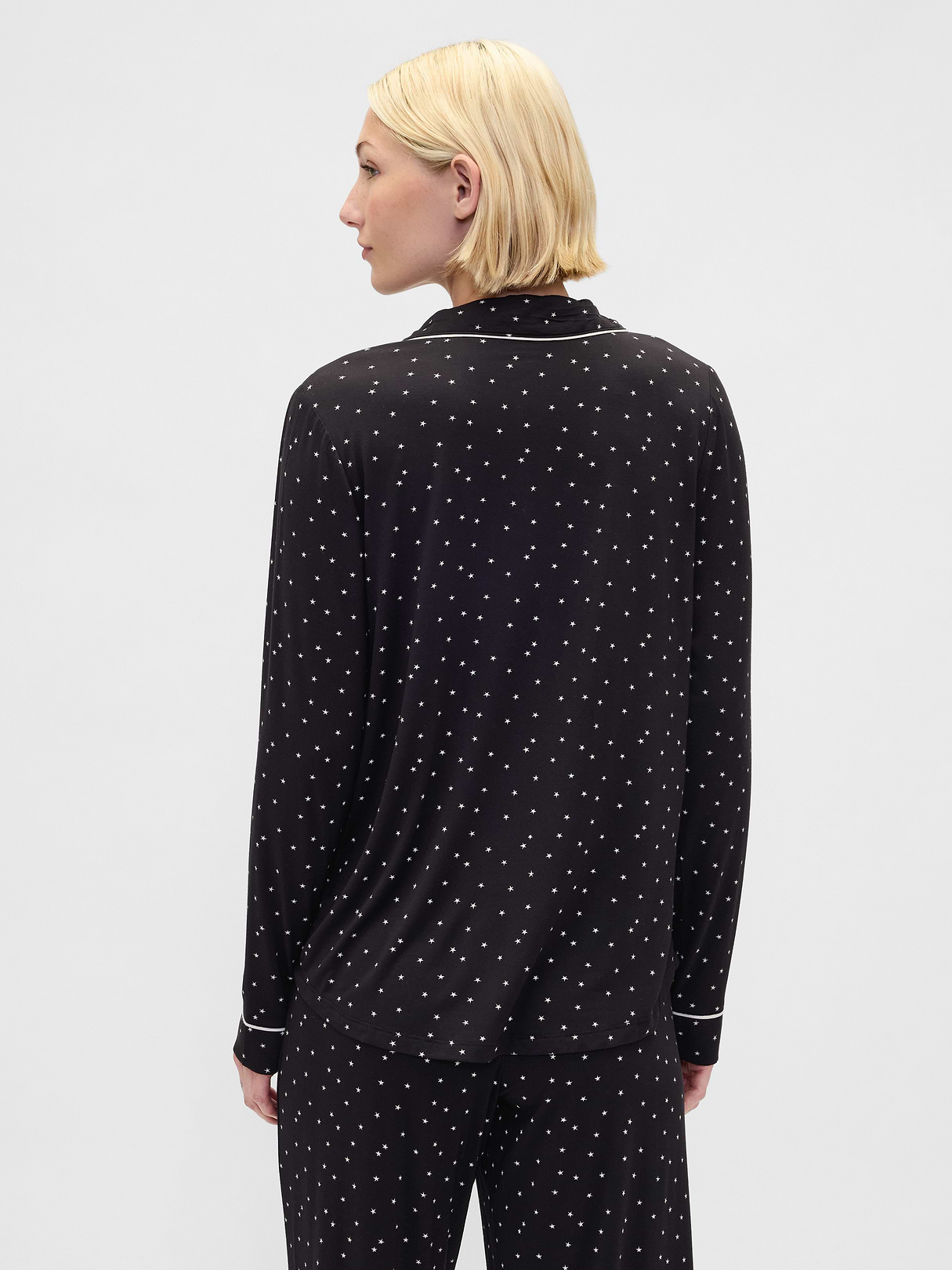 SoftMade Modal PJ Top - Black & white stars